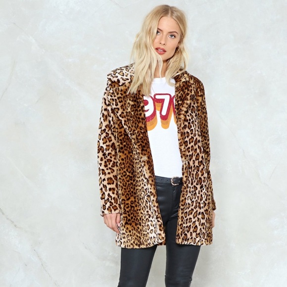 Nasty Gal Jackets & Blazers - NWT Nasty Gal  Faux Fur Leopard Coat
